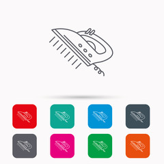 Steam ironing icon. Iron housework tool sign.