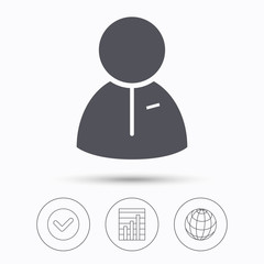 User icon. Human person sign.