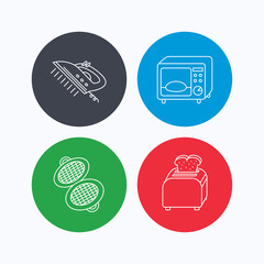 Microwave oven, waffle-iron and toaster icons.