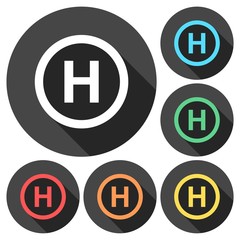Helipad color icon, Flat Helicopter Platform icon