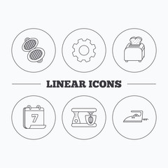 Iron, toaster and blender icons.