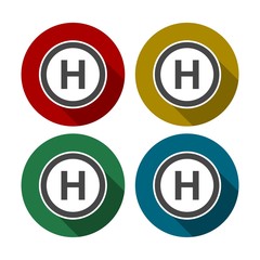 Helipad color icon, Flat Helicopter Platform icon