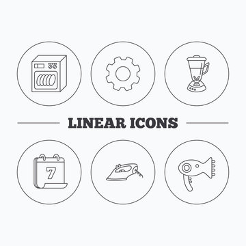 Dishwasher, hairdryer and mixer icons.