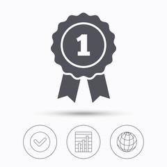 Winner medal icon. Award emblem sign.