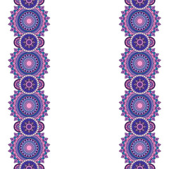 Doodle ornate floral borders, horizontal format. Vector illustra