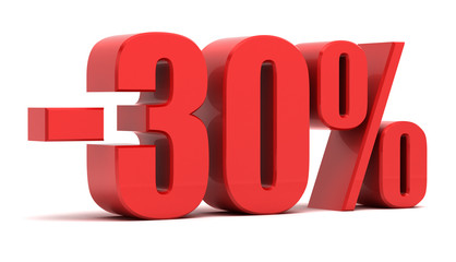 30 percent discount 3d text - obrazy, fototapety, plakaty