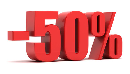 50 percent discount 3d text - obrazy, fototapety, plakaty