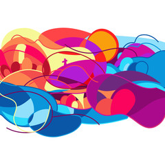 abstract artistic colorful circle explode vector illustration.