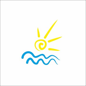 sea and sun icon vector