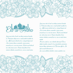 Arabic islamic calligraphy of text Eid-Ul-Adha on flowers and le