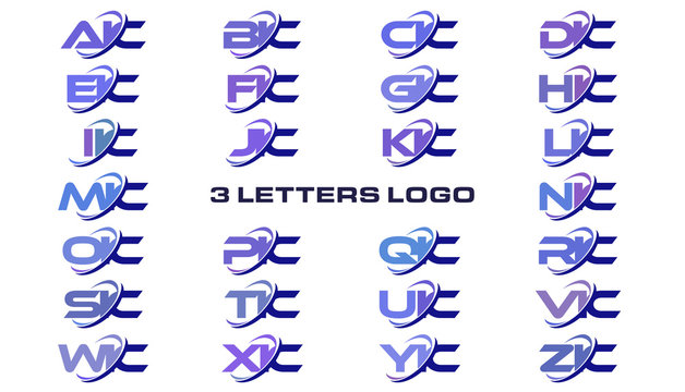 3 letters modern generic swoosh logo AIC, BIC, CIC, DIC, EIC, FIC, GIC, HIC, IIC, JIC, KIC, LIC, MIC, NIC, OIC, PIC, QIC, RIC, SIC, TIC, UIC, VIC, WIC, XIC, YIC, ZIC