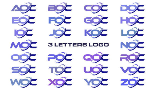 3 letters modern generic swoosh logo AOC, BOC, COC, DOC, EOC, FOC, GOC, HOC, IOC, JOC, KOC, LOC, MOC, NOC, OOC, POC, QOC, ROC, SOC, TOC, UOC, VOC, WOC, XOC, YOC, ZOC