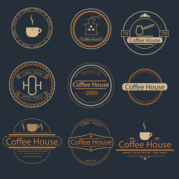 Vintage coffee logo elements.