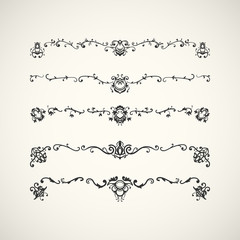 Black borders with arabic floral pattern. Vector illustration.