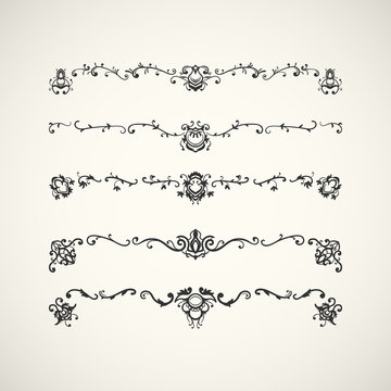 Black borders with arabic floral pattern. Vector illustration.