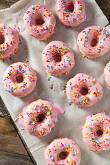 Homemade Sweet Donuts with Pink Frosting