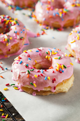 Homemade Sweet Donuts with Pink Frosting