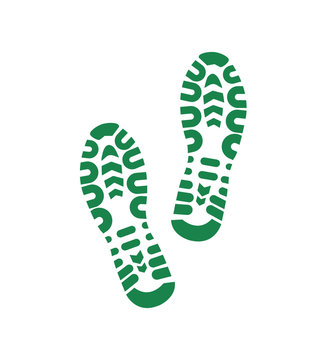 green shoe print on white background,Shoe print vector icon.