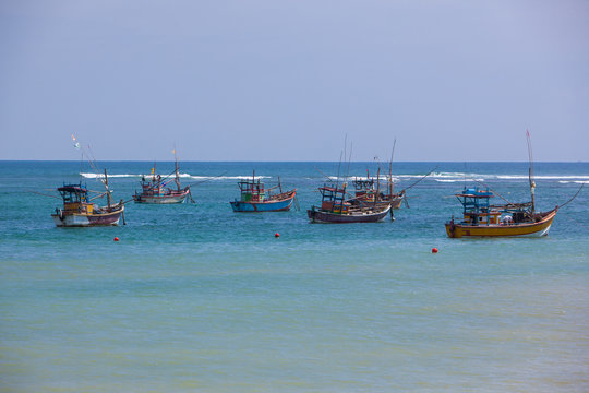 Fishing boats in the indian ocean, Sri Lanka