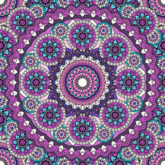 Mandala pattern colored seamless background.  vector illustratio