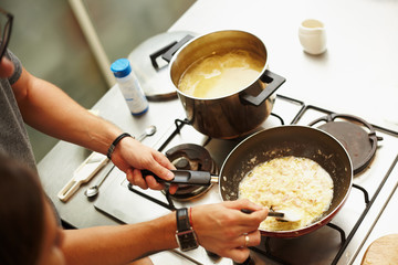 Cooking pasta on the kitchen
