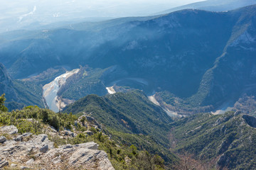 Amazing meander of  Nestos Gorge near town of Xanthi, East Macedonia and Thrace, Greece