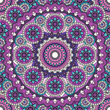 Mandala pattern colored seamless background.  vector illustratio