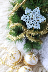 Сrochet snowflake and Christmas-tree decorations