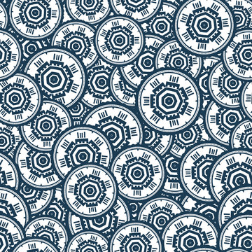 Abstract Retro Geometric seamless pattern with cicles. Vector Il