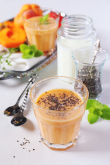 Apricot smoothie and chia seeds