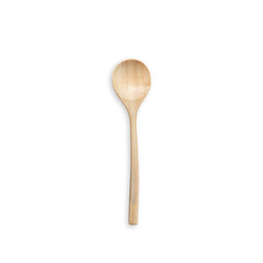 Top view bright empty wooden spoon isolated on white. Saved with