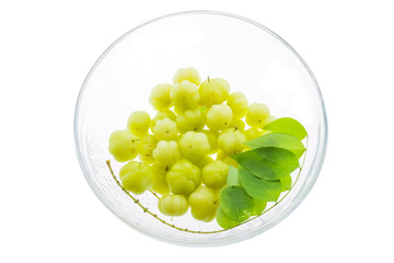 Star gooseberry in bowl isolated on white background