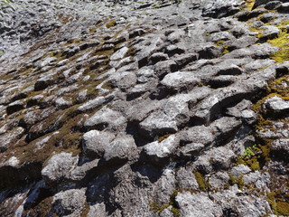 Hexagonal formation of volcanic basalt rocks
