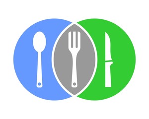 Restaurant icon with simple circle
