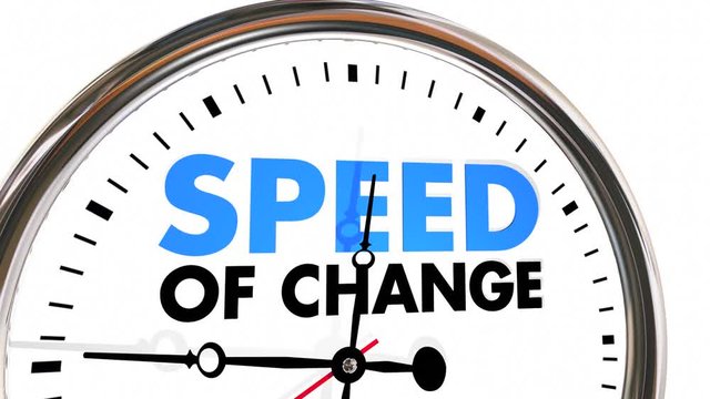Speed of Change Clock Progress Evolution Time Words 3d Animation