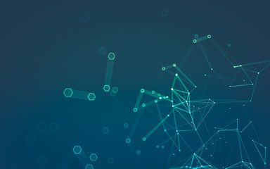 Abstract polygonal space low poly dark background, 3d rendering