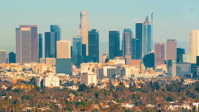 The Downtown Los Angeles skyline as seen from West Hollywood