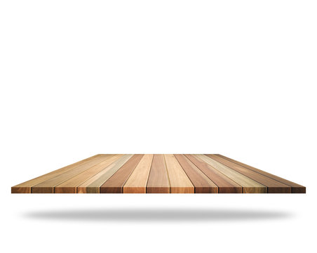 Empty top of wooden flooring isolated on white background. Saved