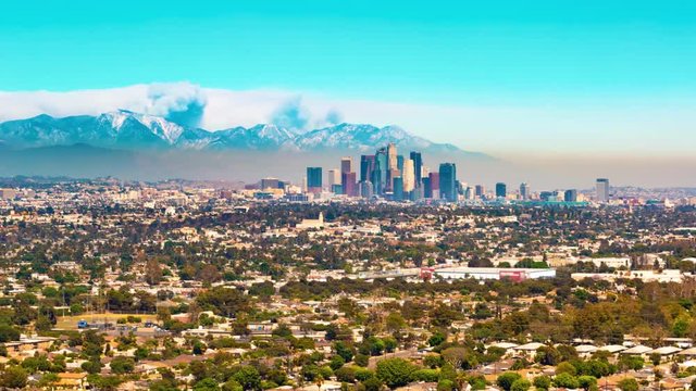 Time-lapse of Downtown LA with smoke from a nearby forest fire rising over the San Gabriel Mountains. Taken from Baldwin Hills Scenic Overlook on August 16th 2016.