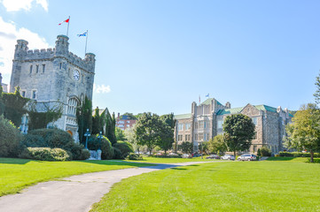 Fototapeta premium Selwyn House School and Westmount City Hall in Montreal downtown
