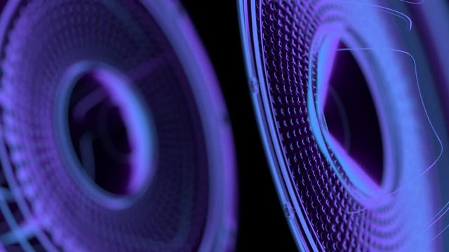 vj musical seamless loop - neon speakers. 3D render