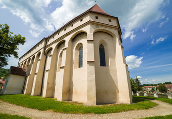 Saschiz fortified church in Saschiz Keisd villages, Sibiu, Transylvania, Romania, protected by Unesco World Heritage Site.