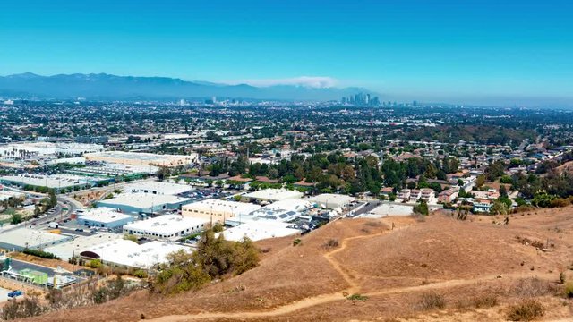 Time-lapse from Baldwin Hills Scenic Overlook with a view of Downtown LA and the San Gabriel Mountains 