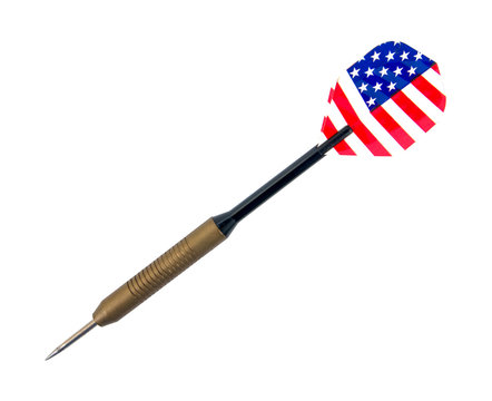Dart arrow in american flag tail style isolated on white backgro