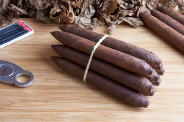 Cigar Bundle tobacco leaf stick match cigar cutter 