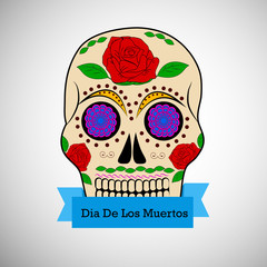 Illustration of floral skull for Dia De Los Muertos 