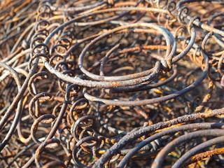 Old rusty springs of the mattress.