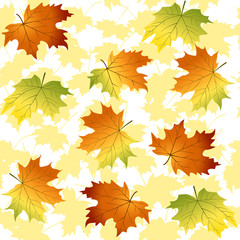 seamless pattern with yellow and red leaves