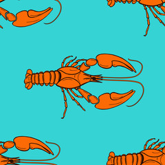 seamless pattern made from orange cancer on blue background