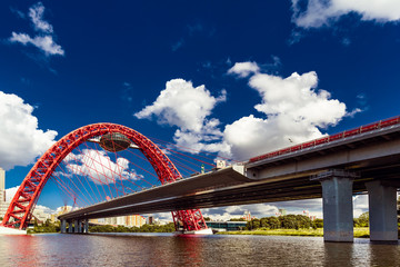 Picturesque bridge in Moscow city